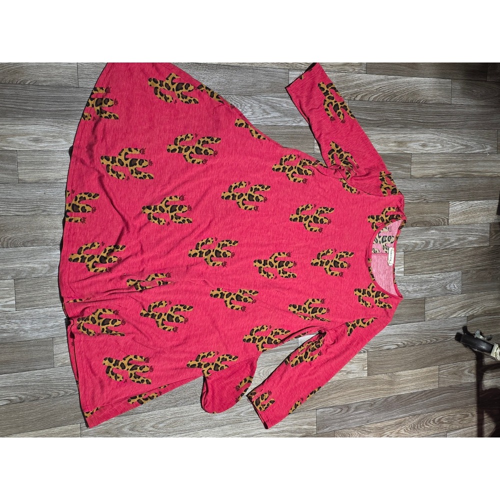 Southern Stitch Cactus Leopard Print Long Sleeve Dress Casual Size‎ D